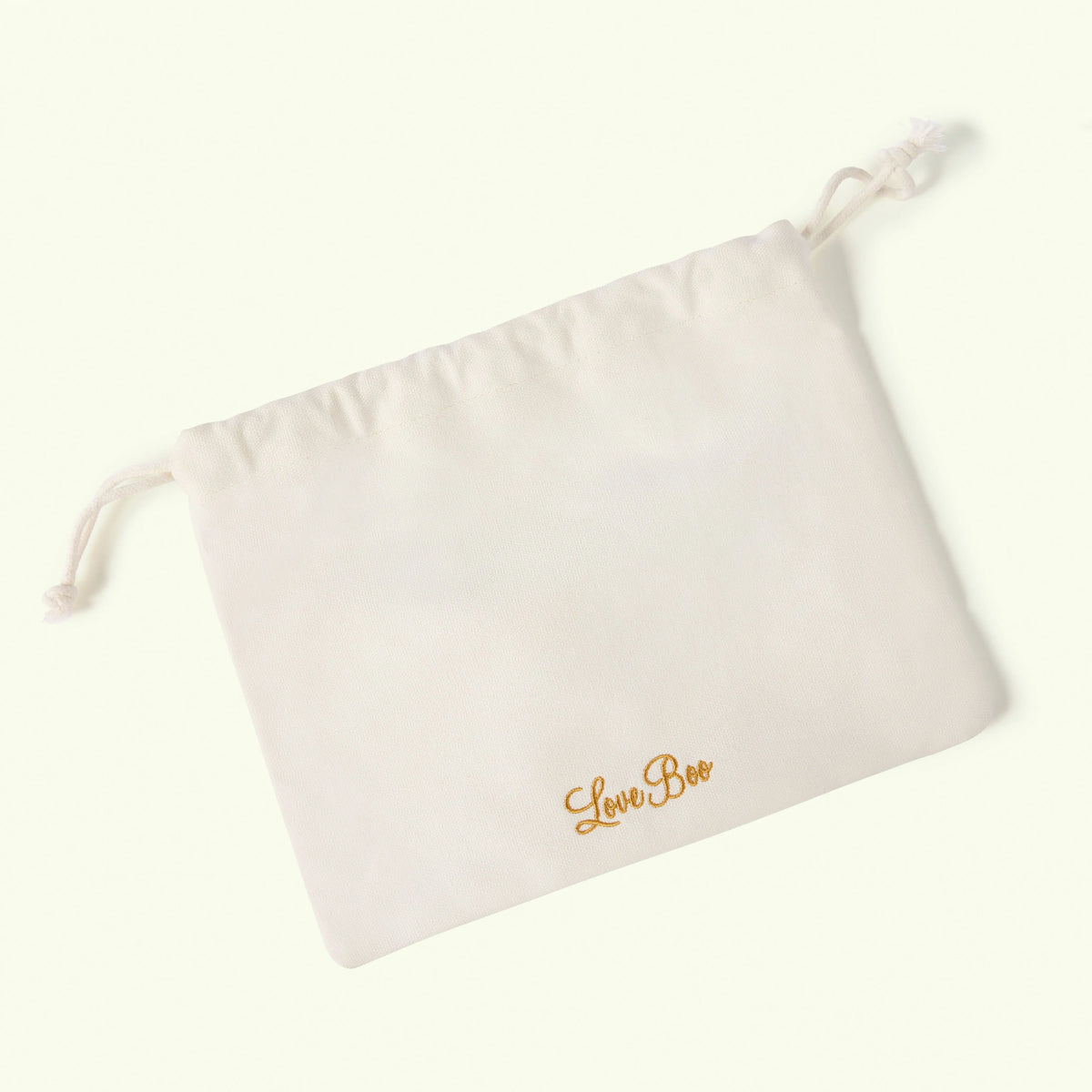 White headband with 'Love Boo'- DRAWSTRING POUCH