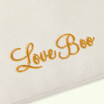 White headband with 'Love Boo'- DRAWSTRING POUCH