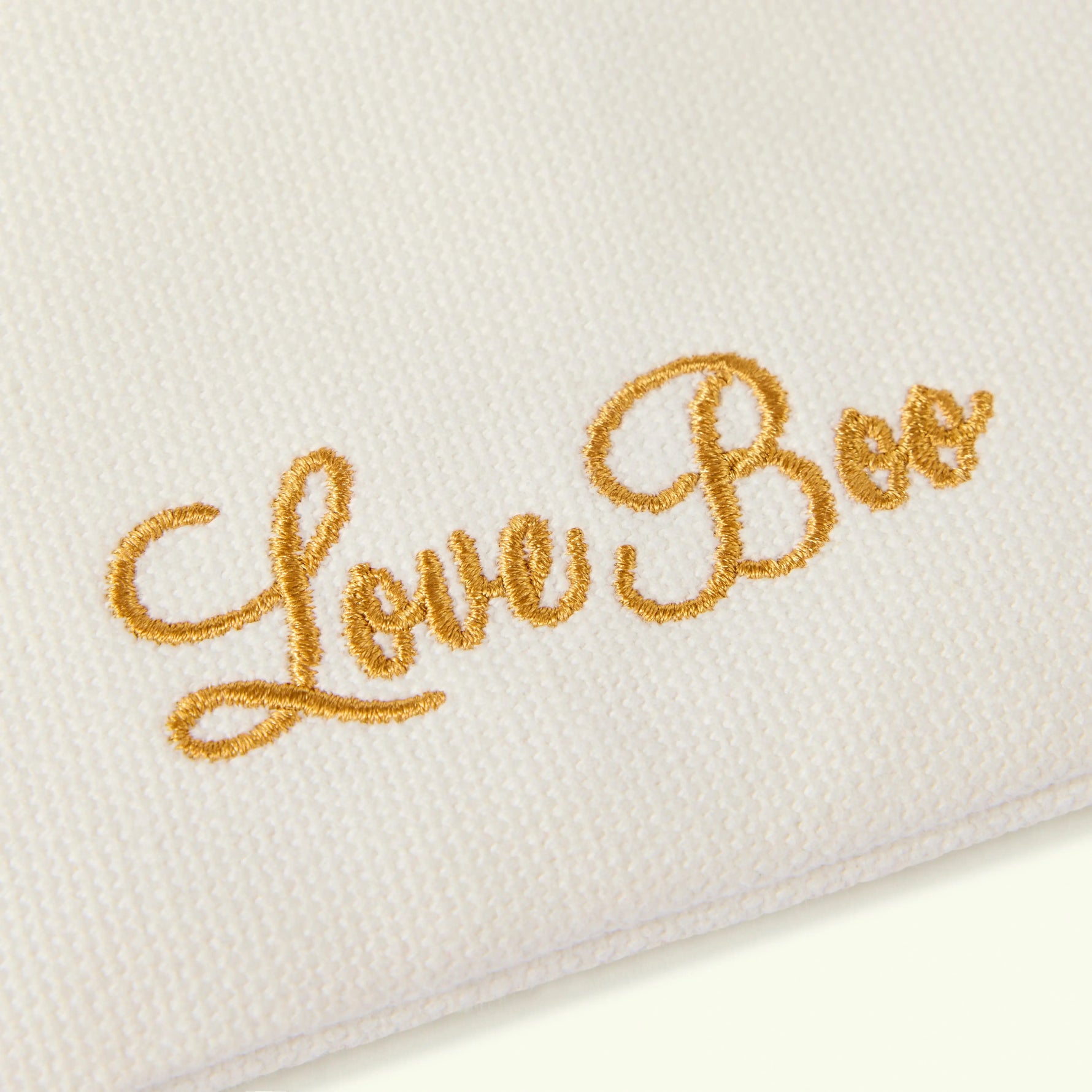 White headband with 'Love Boo'- DRAWSTRING POUCH